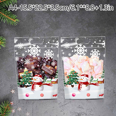 50 de bucăți de Crăciun drăguț Om de zăpadă, saci de cadouri din plastic, bomboane, prăjituri, pungă de ambalare, decorare veselă pentru Anul Nou 2025