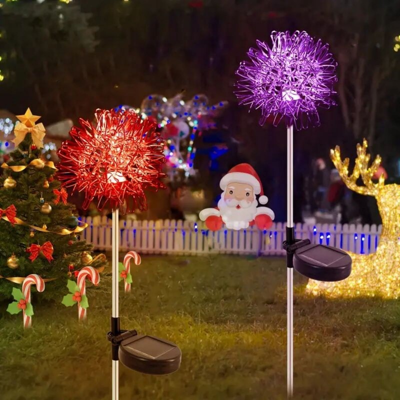 Saulės kiaulpienės aliuminio vielos rutulinė sodo lempa, vandeniui atspari lauko LED kraštovaizdžio lempa, apšviesta sodo apdaila