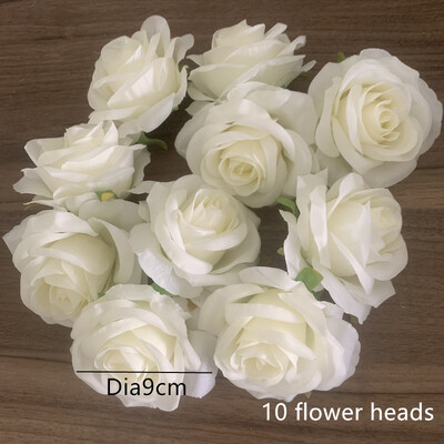 9Heads Roses Kytica Umelý kvet Mliečna biela slonovinová biela ruža Falošná ruža Dekorácia obývačky Svadobná dekorácia