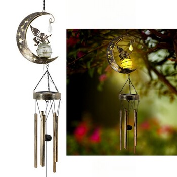 Solar Moon Fairy Wind Chimes για εξωτερικό κρακελέ γυάλινη μπάλα με φως LED Windchimes Outdoors Garden Outdoor Decor Δώρο για τη μαμά