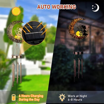 Solar Moon Fairy Wind Chimes για εξωτερικό κρακελέ γυάλινη μπάλα με φως LED Windchimes Outdoors Garden Outdoor Decor Δώρο για τη μαμά