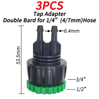2-dielny rýchlospojkový adaptér s ostnatým konektorom 1/4 (ID 4 mm) alebo 3/8 palca (8 mm) na zavlažovanie záhrady a skleníka