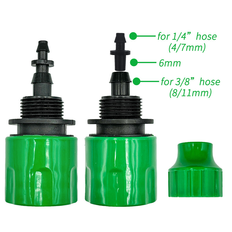 2-dielny rýchlospojkový adaptér s ostnatým konektorom 1/4 (ID 4 mm) alebo 3/8 palca (8 mm) na zavlažovanie záhrady a skleníka