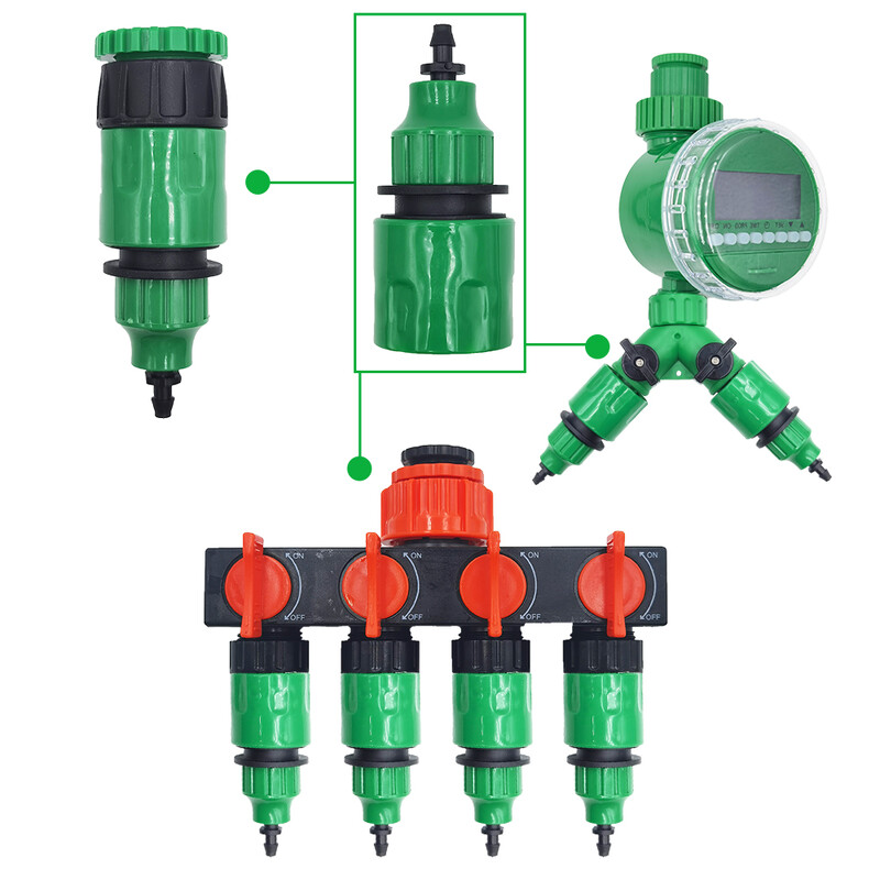 2-dielny rýchlospojkový adaptér s ostnatým konektorom 1/4 (ID 4 mm) alebo 3/8 palca (8 mm) na zavlažovanie záhrady a skleníka