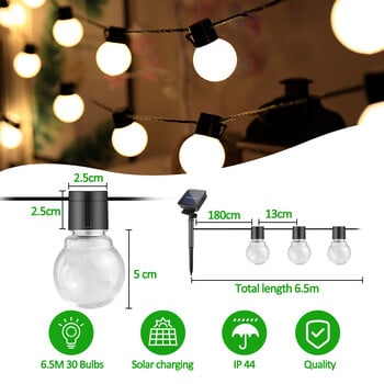 Solar Lights Outdoor Waterproof, LED Globe Solar String Lights Ηλιακά φωτιστικά εξωτερικού χώρου για Αυλή Μπαλκόνι Patio Tree Canopy Party