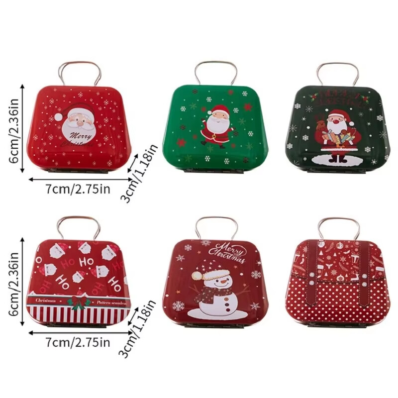 Kalėdų skardinė dovanų dėžutė Metalinė saldainių dėžutė Kvadratinė saldainių laikymo talpykla šventiniams Kalėdų reikmenims Laimingų Naujųjų Metų Kalėdų dovanos