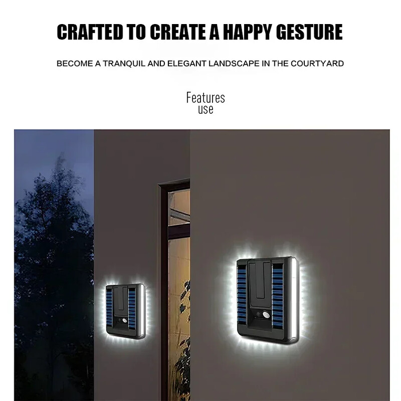 120° skladacie LED solárne nástenné svetlo Vonkajšie vodotesné záhradné svietidlo s pohybovým senzorom 3 režimy pouličné osvetlenie zdobí nádvorie