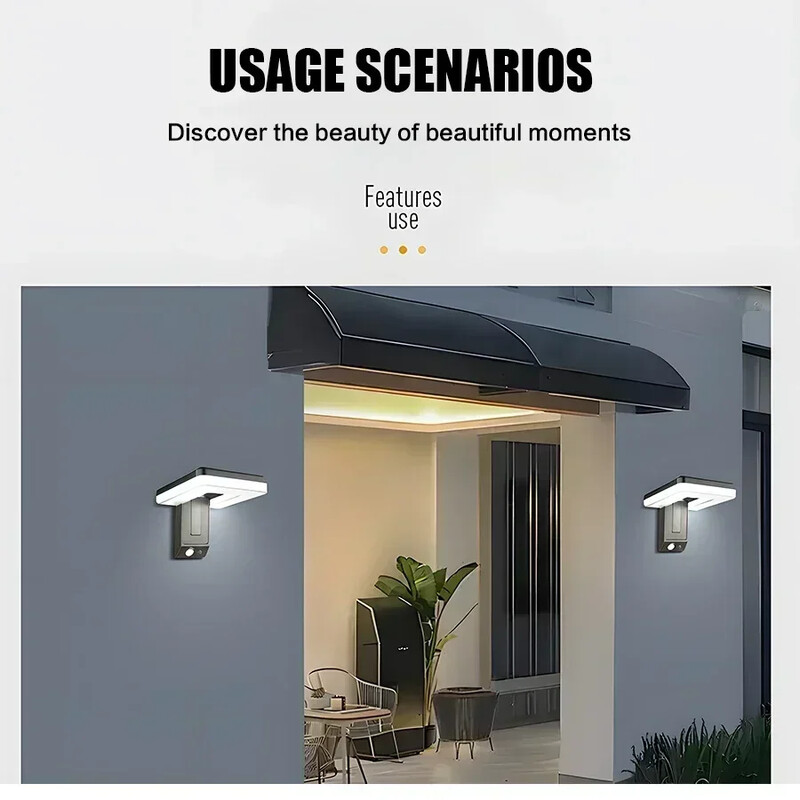 120° skladacie LED solárne nástenné svetlo Vonkajšie vodotesné záhradné svietidlo s pohybovým senzorom 3 režimy pouličné osvetlenie zdobí nádvorie