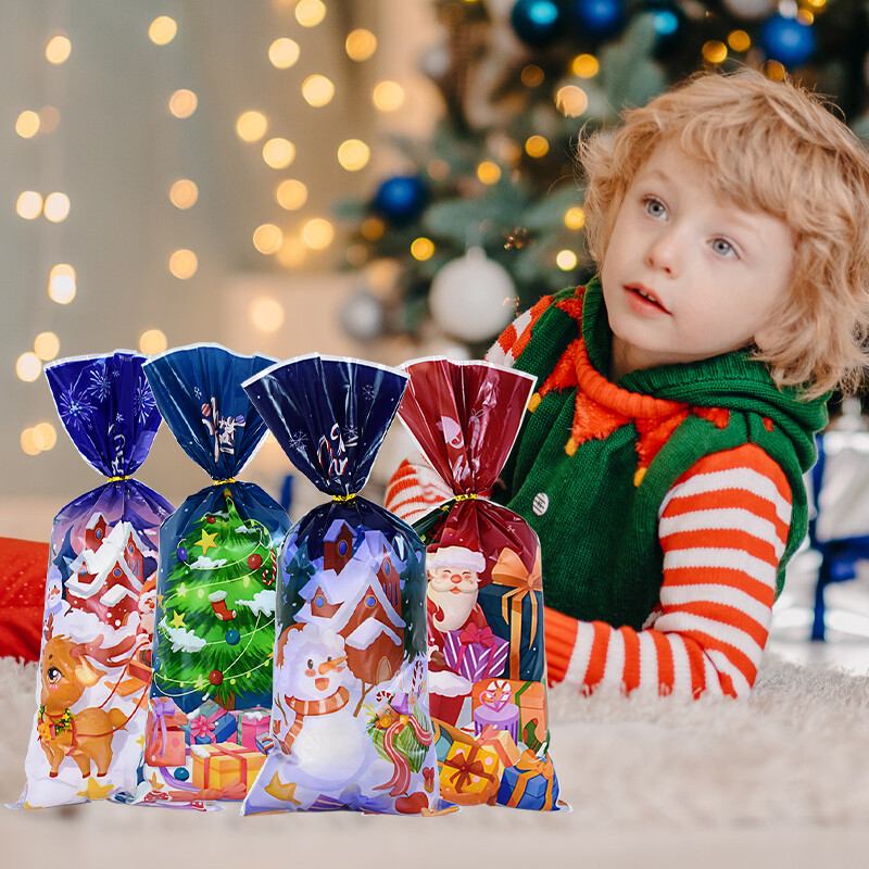 50 ks Veselé Vianoce Cukrovinky Tašky Santa Claus Darčekové balenie sušienok Taška Vianočná dekorácia pre domácnosť Navidad Noel Nový rok 2025