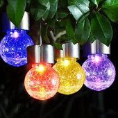 Solarna LED vrtna svjetiljka Staklena napuknuta kugla Luster Travnjak Božićno vrtno svjetlo Vanjska svjetiljka za drvce Ukrasna viseća svjetla