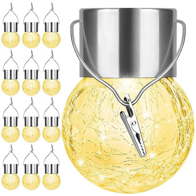 Solarna LED vrtna svjetiljka Staklena napuknuta kugla Luster Travnjak Božićno vrtno svjetlo Vanjska svjetiljka za drvce Ukrasna viseća svjetla