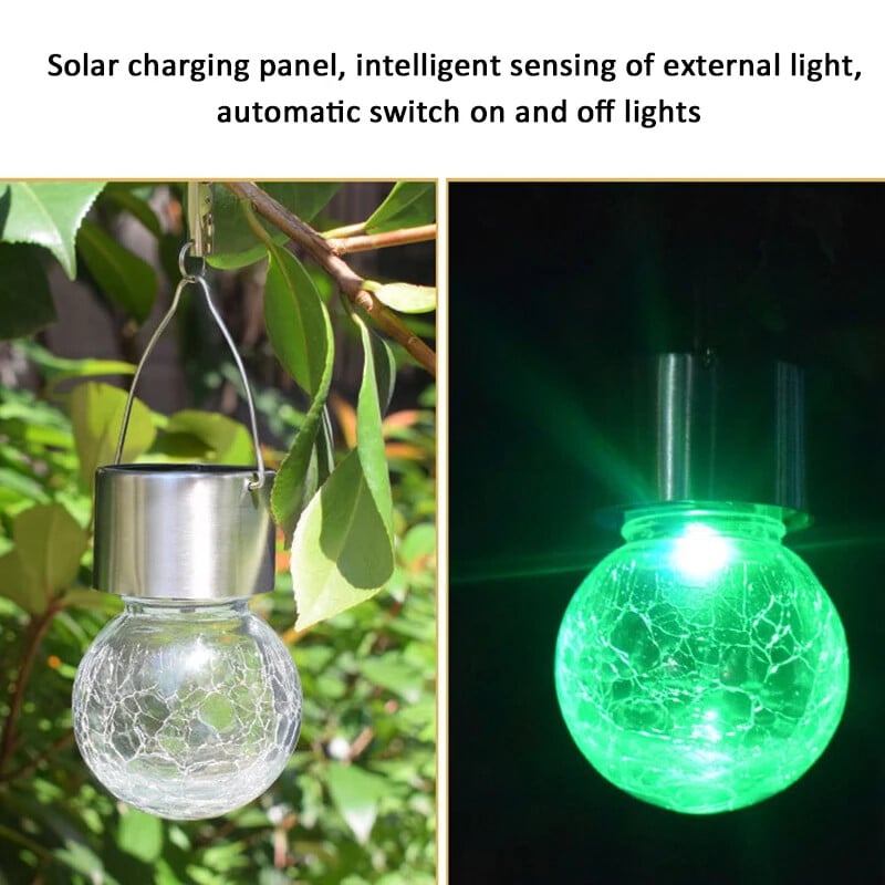 Solárne LED záhradné svietidlo, sklenená guľa, luster, trávnik, vianočné záhradné svetlo, vonkajšia lampášová dekorácia na stromček, závesné svetlá