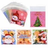 100 ks vianočných sušienok, cukríkových vrecúšok, Santa Claus, snehuliak, sušienky, občerstvenie, plastové baliace vrecká, novoročné, vianočné párty potreby.