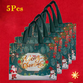 5 KOM VREĆICA ZA Božićne poklone Torbe od netkanog materijala za Božićnu zabavu Božićni ukras Djed Božićnjak Los Pahuljica Vrećica za slatkiše