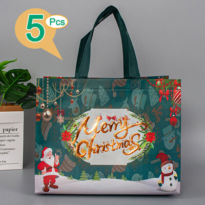 5 KOM VREĆICA ZA Božićne poklone Torbe od netkanog materijala za Božićnu zabavu Božićni ukras Djed Božićnjak Los Pahuljica Vrećica za slatkiše