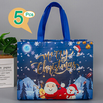 5 KOM VREĆICA ZA Božićne poklone Torbe od netkanog materijala za Božićnu zabavu Božićni ukras Djed Božićnjak Los Pahuljica Vrećica za slatkiše
