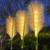 Simulované Reed LED solárne svetlá Fiber Optic vodotesné záhradné svietidlo Vonkajšie krajinné svietidlá pre terasu, záhradu, trávnik, dekoračné svetlo