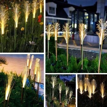 Προσομοίωση Reed LED ηλιακά φώτα οπτικών ινών αδιάβροχο φωτιστικό κήπου Φωτιστικά τοπίου εξωτερικού χώρου για διακόσμηση γκαζόν αυλής βεράντας