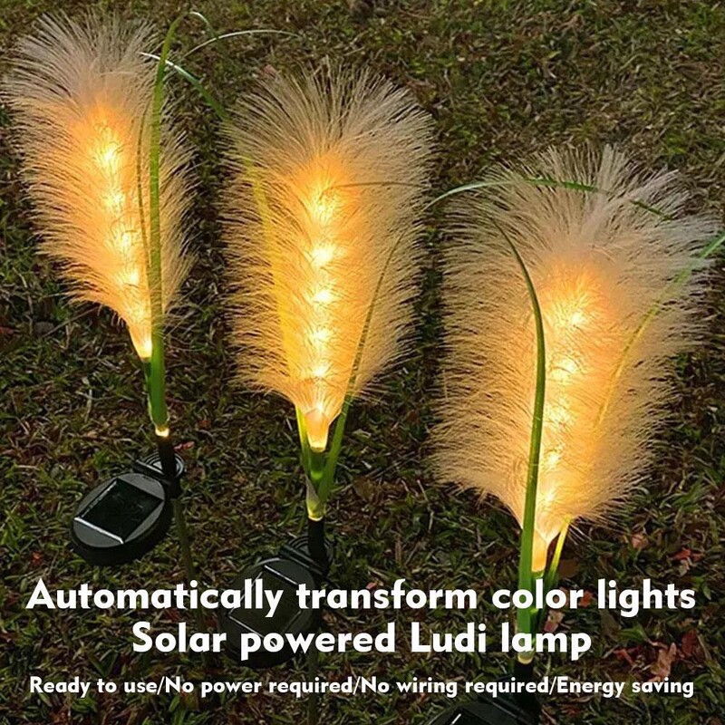 Simulované Reed LED solárne svetlá Fiber Optic vodotesné záhradné svietidlo Vonkajšie krajinné svietidlá pre terasu, záhradu, trávnik, dekoračné svetlo