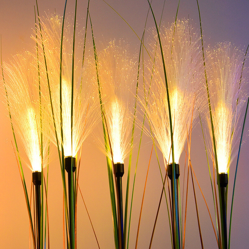 Simulované Reed LED solárne svetlá Fiber Optic vodotesné záhradné svietidlo Vonkajšie krajinné svietidlá pre terasu, záhradu, trávnik, dekoračné svetlo