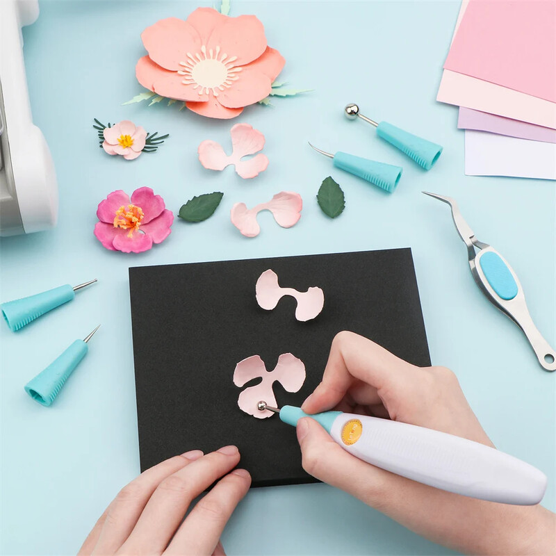 „Viskas viename“ popieriaus formavimo įrankių rinkinys ir šepetys iš popieriaus gėlių formavimo įrankių rinkiniai, skirti sukurti matmenų gėlių šluostymo įrankį