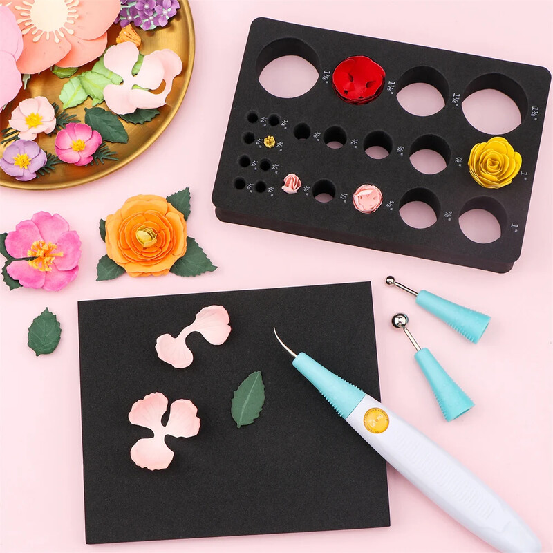 „Viskas viename“ popieriaus formavimo įrankių rinkinys ir šepetys iš popieriaus gėlių formavimo įrankių rinkiniai, skirti sukurti matmenų gėlių šluostymo įrankį