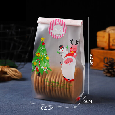 50 ks vianočných nugátových tašiek, vianočné novoročné párty, Santa Elk Cookie, plastové vrecko, vianočné potreby, snehová vločka, chrumkavé baliace vrecko
