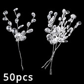 50 vienetų gražių krištolinių pumpurų šakelių Kūrybinis „pasidaryk pats“ krištolo gėlė, paprastas skaidrus dirbtinis puokštės vestuvių dekoravimas
