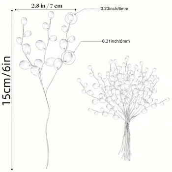 50 Κομμάτια Όμορφα Κρυστάλλινα Κλαδιά Μπουμπούκια Δημιουργικό DIY Κρυστάλλινο Λουλούδι Απλό Διαφανές Τεχνητό Μπουκέτο Διακόσμηση Γάμου