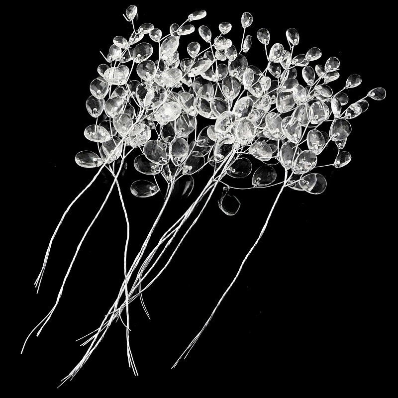 50 vienetų gražių krištolinių pumpurų šakelių Kūrybinis „pasidaryk pats“ krištolo gėlė, paprastas skaidrus dirbtinis puokštės vestuvių dekoravimas