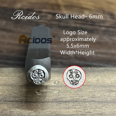 RCIDOS 6MM galvaskausa sejas dizaina metāla juvelierizstrādājumu zīmogi, DIY rokassprādzes/rotaslietu simbolu tērauda zīmogs, 1gab cena