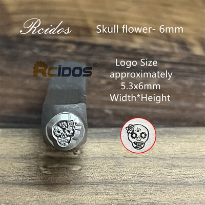 RCIDOS 6MM galvaskausa sejas dizaina metāla juvelierizstrādājumu zīmogi, DIY rokassprādzes/rotaslietu simbolu tērauda zīmogs, 1gab cena