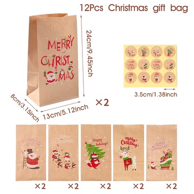 Božićne kraft papirne vrećice Sretan božićni ukras za dom 2024. Poklon vrećice Božićni ukrasi Navidad Natalni novogodišnji dar 2025.