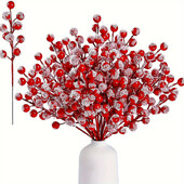 1/5/10 kom. Umjetno voće Snježne matirane stabljike crvenih bobica Realistične živopisne božićne dekoracije za drvce DIY rukotvorine Dekoracije vjenčanja