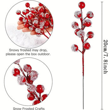 1/5/10Pcs Artificial Fruit Snow Frosted Red Berry Stems Ρεαλιστικές ζωηρές διακοσμήσεις χριστουγεννιάτικων δέντρων DIY Crafts Διακόσμηση γάμου