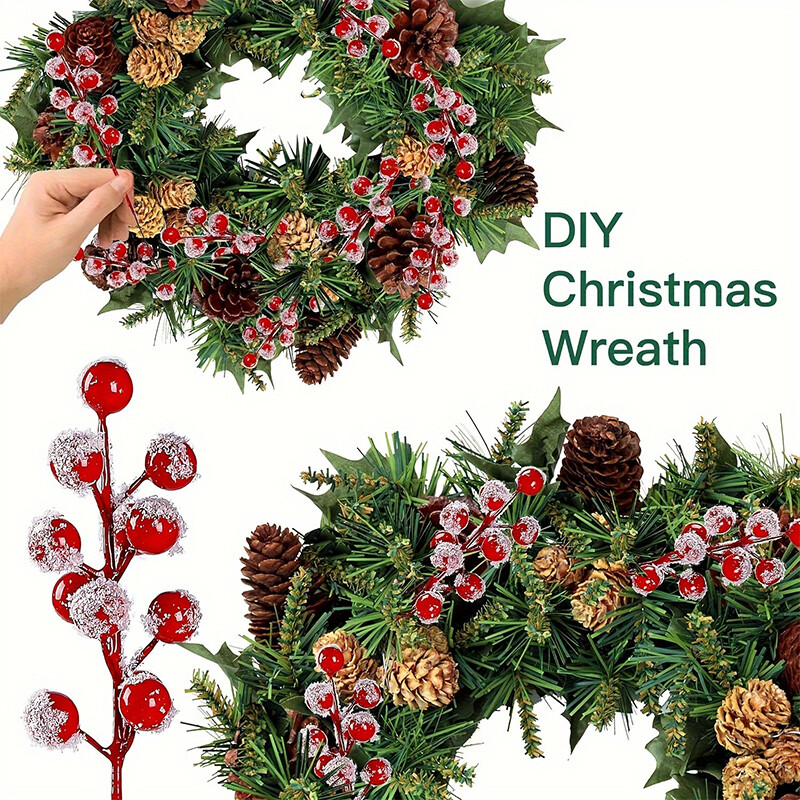 1/5/10 kom. Umjetno voće Snježne matirane stabljike crvenih bobica Realistične živopisne božićne dekoracije za drvce DIY rukotvorine Dekoracije vjenčanja