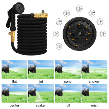 Επεκτάσιμος εύκαμπτος σωλήνας κήπου 50/75/100 Ft με 8 Λειτουργίες Ακροφύσιο ψεκασμού Εύκαμπτος σωλήνας νερού για πλύσιμο αυτοκινήτου για άρδευση κήπου