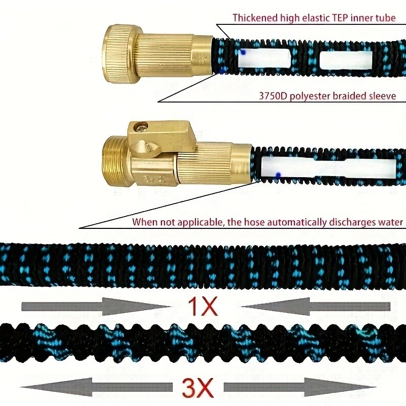 25FT/50FT/75FT/100FT Aukšto slėgio daugiafunkcis vandens pistoletas Teleskopinė žarna Išplečiama laistymo sodo įrankiai Sodo žarna