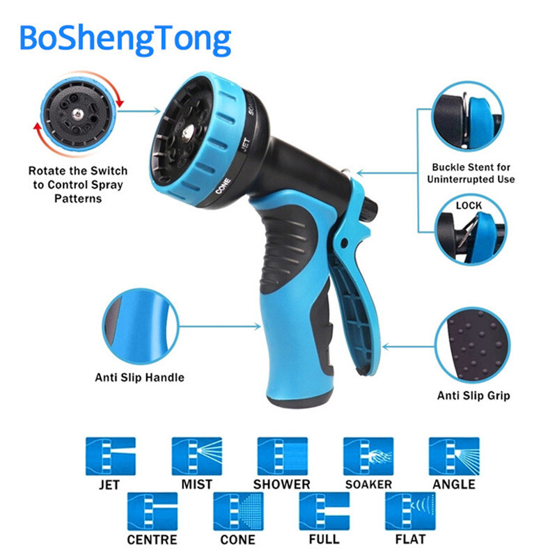 25FT/50FT/75FT/100FT Aukšto slėgio daugiafunkcis vandens pistoletas Teleskopinė žarna Išplečiama laistymo sodo įrankiai Sodo žarna