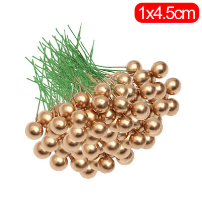Umelé mini červené bobule, čerešňové tyčinky, umelé kvety cezmíny, perlové korálky, DIY vianočná ozdoba na stromček, veniec