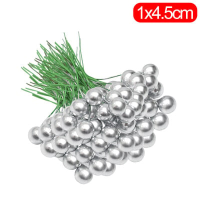 Umelé mini červené bobule, čerešňové tyčinky, umelé kvety cezmíny, perlové korálky, DIY vianočná ozdoba na stromček, veniec