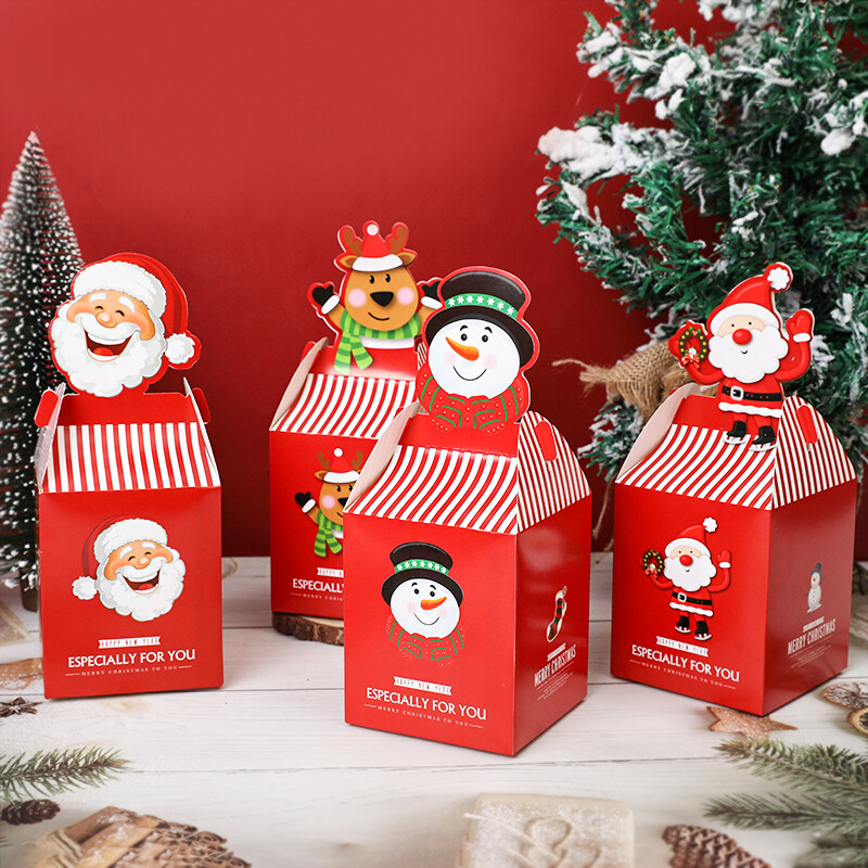4 ks vianočných darčekových krabičiek na cukrovinky, Santa Claus, snehuliak, baliace vrecká na sušienky, veselé vianočné dekorácie do domácnosti, Navidad Nový rok 2025