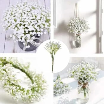 41 εκ. Λευκά τεχνητά λουλούδια Πλαστικό Gypsophila Πλενόμενο Αιώνιο Λουλούδι Για Διακόσμηση Γενεθλίων Γάμου Σπίτι Κήπος Ψεύτικο λουλούδι