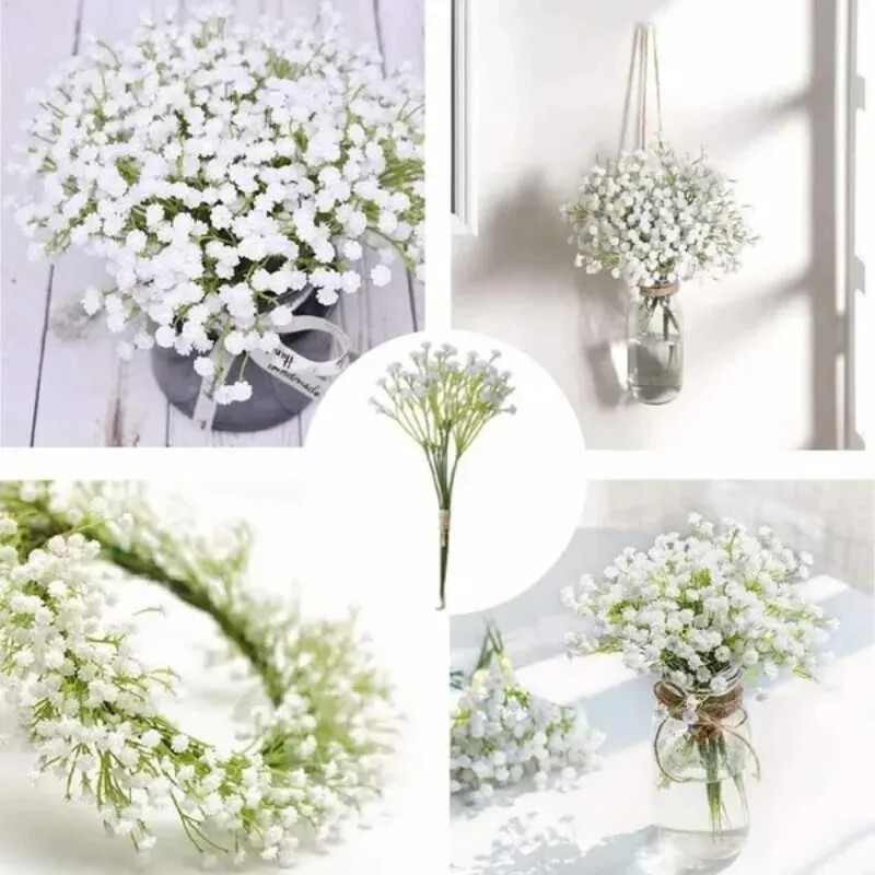 41 cm baltos dirbtinės gėlės Plastikinės Gypsophila Plaunamos amžinos gėlės vestuvių gimtadienio dekoravimui Namų sodo netikra gėlė