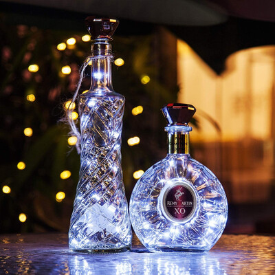 Frissített napelemes borosüveg lámpák 2M 20 LED-es rézdrót tündérfüzér zsinóros fények karácsonyi esküvői parti dekorációhoz 2010.04.08. csomag