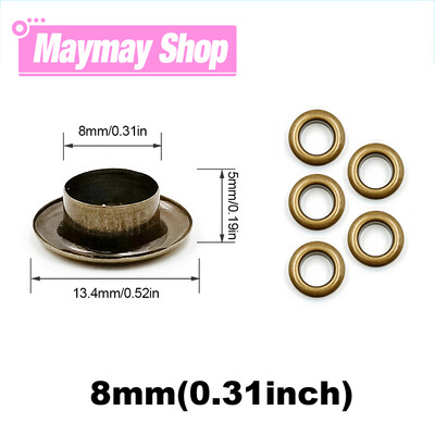 50 vnt. 8 mm skylės metalinės kilpos, tarpikliai su poveržlės perforatoriaus rinkiniu, įrankiu pasidaryk pats, odiniai aksesuarai, drabužiai, batai, diržo dangtelis, maišelio etiketės