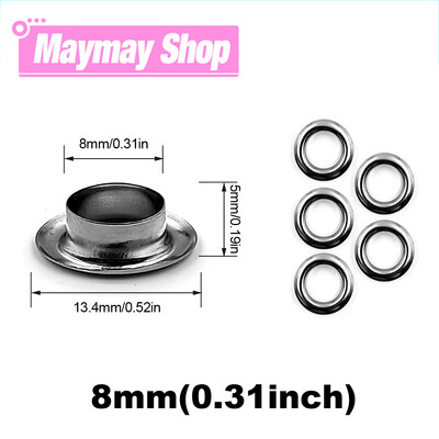 50 vnt. 8 mm skylės metalinės kilpos, tarpikliai su poveržlės perforatoriaus rinkiniu, įrankiu pasidaryk pats, odiniai aksesuarai, drabužiai, batai, diržo dangtelis, maišelio etiketės