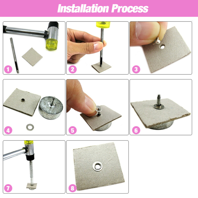 50 vnt. 8 mm skylės metalinės kilpos, tarpikliai su poveržlės perforatoriaus rinkiniu, įrankiu pasidaryk pats, odiniai aksesuarai, drabužiai, batai, diržo dangtelis, maišelio etiketės