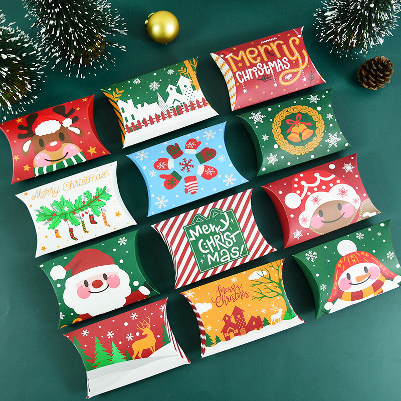 12 ks Veselé Vianoce Darčeková krabička na cukrovinky Kraft Papierové Sušienky Baliace Tašky Vianočná dekorácia pre domácnosť Navidad Nový rok 2025