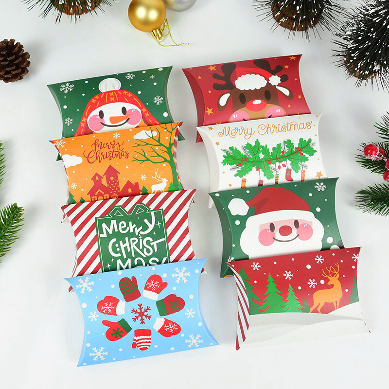 12 ks Veselé Vianoce Darčeková krabička na cukrovinky Kraft Papierové Sušienky Baliace Tašky Vianočná dekorácia pre domácnosť Navidad Nový rok 2025